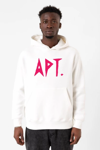 Blackpink Apt Beyaz Erkek 3ip Kapşonlu Sweatshirt
