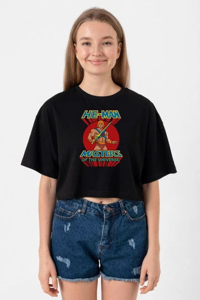 He Man Masters Of The Universe Siyah Kadın Crop Tshirt