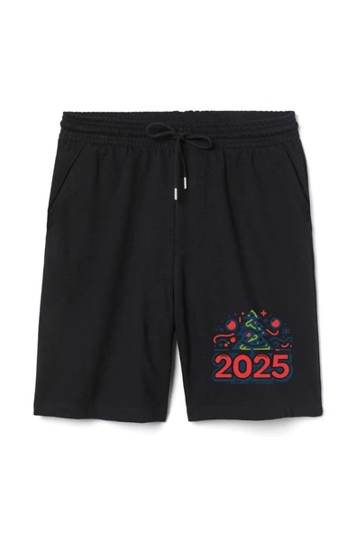Happy New Year 2025 Essential Erkek Siyah Şort