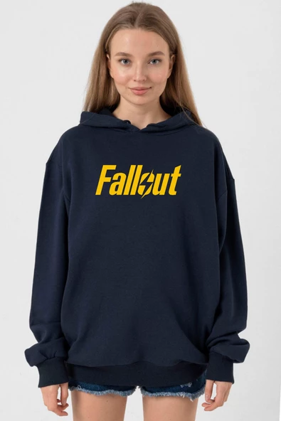 Fallout Lettern Lacivert Kadın 3ip Kapşonlu