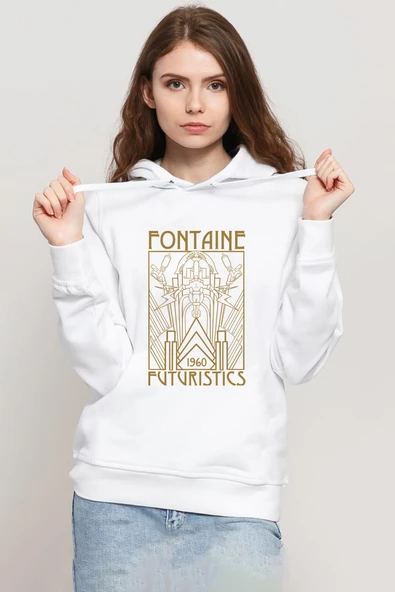 Bioshock Fontaine Futuristics Beyaz Kadın 3ip Kapşonlu Sweatshirt ürün görseli
