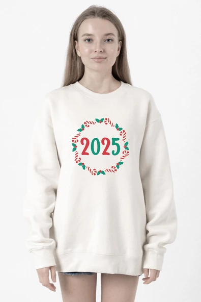 Christmas Holiday Wreath Beyaz Kadın 2ip Sweatshirt ürün görseli