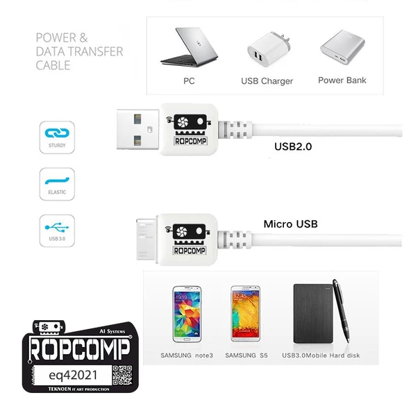 Ropcomp USB Micro-B Data Kablosu USB 2.0 - 2