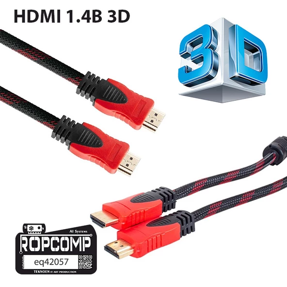 Ropcomp Hdmi Kablosu 1.4B 3D Hdmi Görüntü Monitör Kablosu - 3