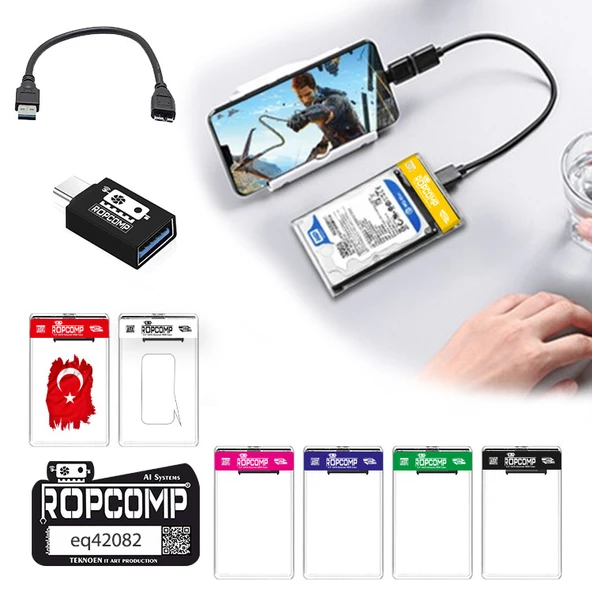 Ropcomp 2.5" Sata HDD Kutusu Telefon Yedekleme Type C OTG USB - 2