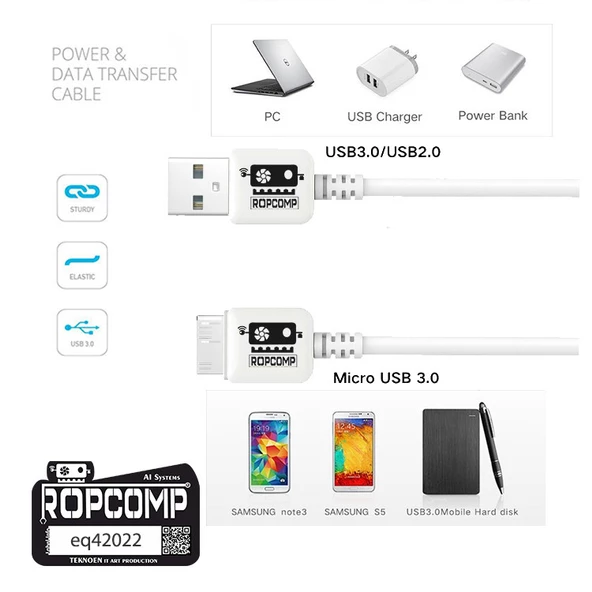 Ropcomp USB Micro-B Superspeed Data Kablosu USB 3.0 - 5