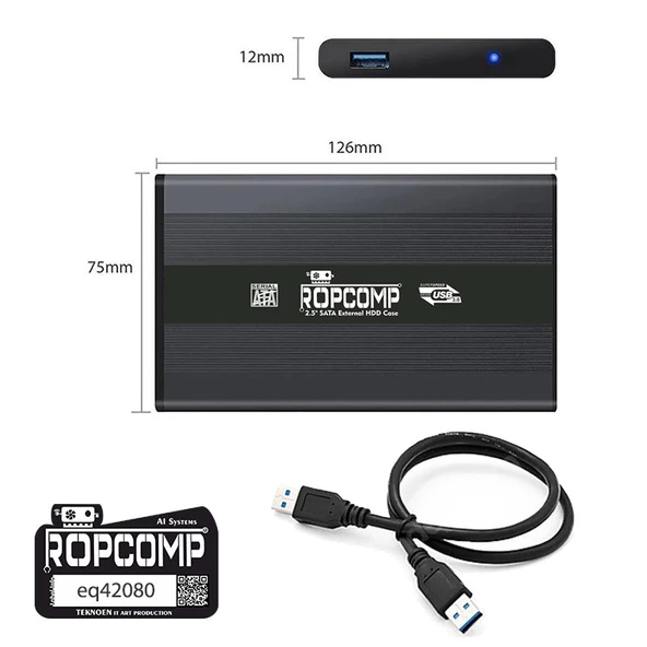 Ropcomp 2.5" USB 3.0 Sata Harici Harddisk Kutusu - 2