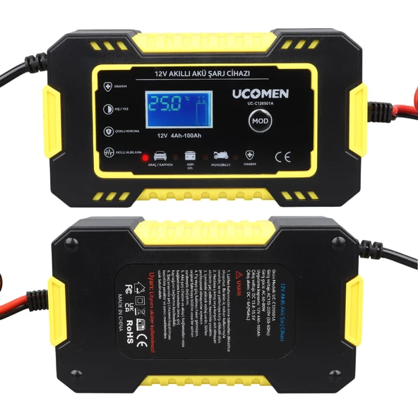 UCOMEN UC-C120501A 12V MAX 6A SARI LED GÖSTERGELİ AKÜ ŞARJ CİHAZI - 2