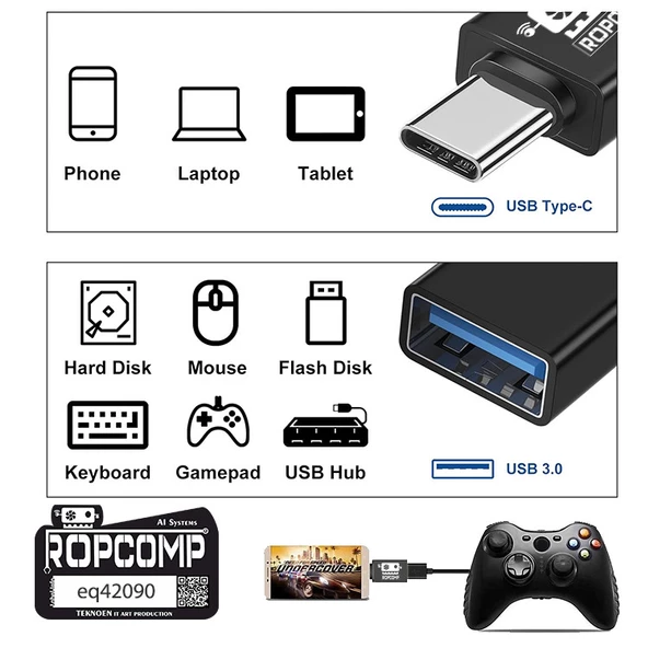 Ropcomp Type C OTG USB 3.0 Adaptör - 2