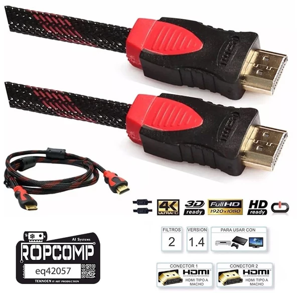 Ropcomp Hdmi Kablosu 1.4B 3D Hdmi Görüntü Monitör Kablosu - 2
