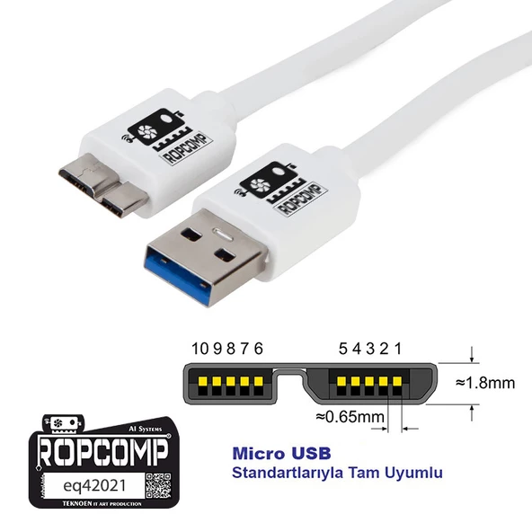 Ropcomp USB Micro-B Data Kablosu USB 2.0 - 5