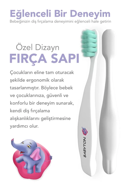 Babyton Bio Ultra Yumuşak Çocuk Diş Fırçası Fil - Resim 3