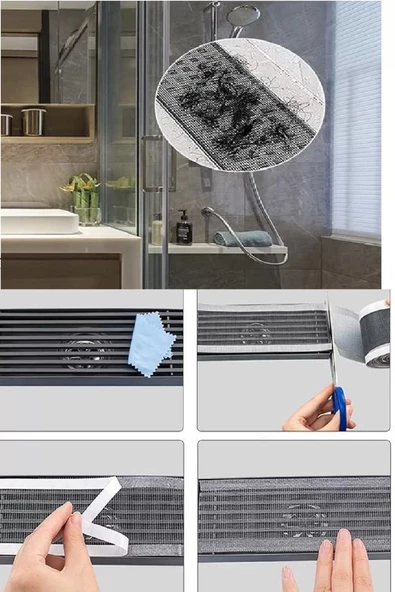 4 Metre Yapışkanlı Banyo Gider Koruyucu Saç Toplayıcı – Gider Böcek Koruyucu Gider Süzgeci - 3