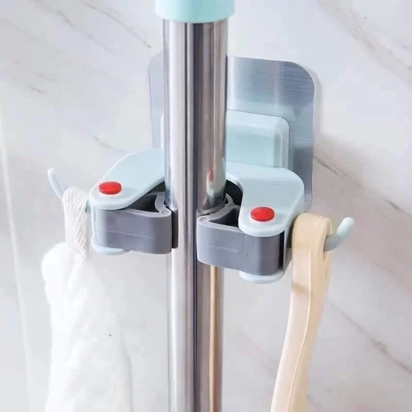 3 Adet Askılı Yapışkanlı Sap Tutucu Banyo Düzenleyici Askı  Mop Paspas Fırça Sapı Tutucu - 4