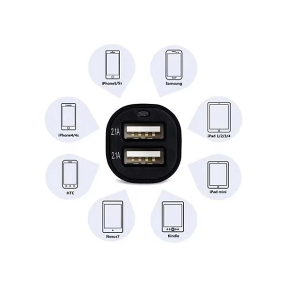 Çift Usb Girişli 2.1 Amp Araç Çakmak Soketi - 3