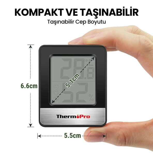 ThermoPro TP49B Mini Iç Mekan Dijital Sıcaklık ve Nem Ölçer Termometre 3 Adet - 8