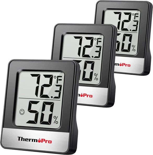 ThermoPro TP49B Mini Iç Mekan Dijital Sıcaklık ve Nem Ölçer Termometre 3 Adet