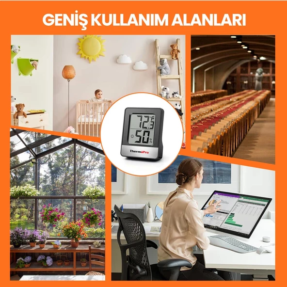 ThermoPro TP49B Mini Iç Mekan Dijital Sıcaklık ve Nem Ölçer Termometre 3 Adet - 9