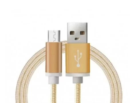 Android Örgü Şeklinde Renkli Çelik Şarj Data Kablosu - Gold - 3