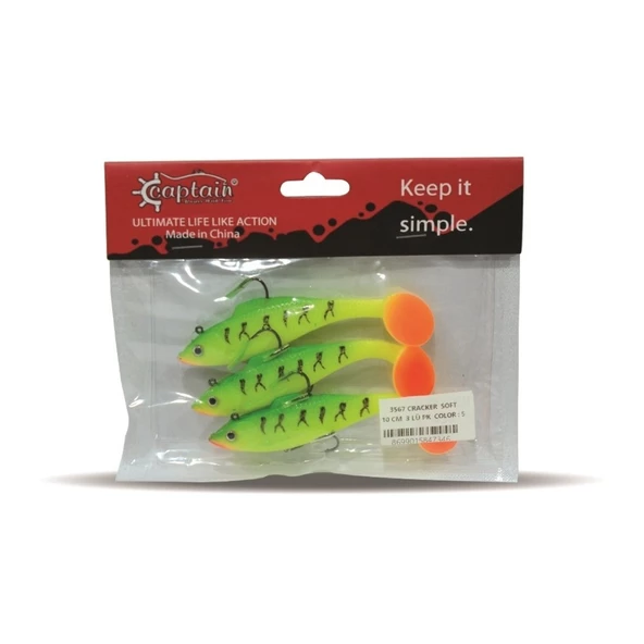 Captain 3567 Cracker Soft 10 CM 3' lü Paket Sahte Silikon Yem  01 - Resim 6