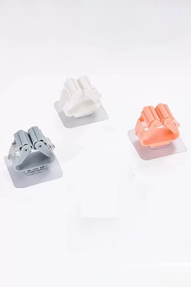 3 Lü Renkli  Yapışkanlı Mop Fırça Çek Pas Sap Tutucu Organizer Mutfak Banyo Düzenleyici - 4