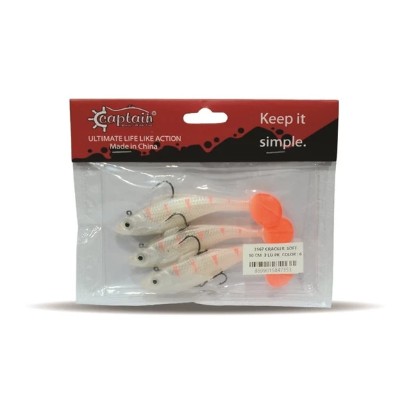 Captain 3567 Cracker Soft 10 CM 3' lü Paket Sahte Silikon Yem  01 - Resim 2