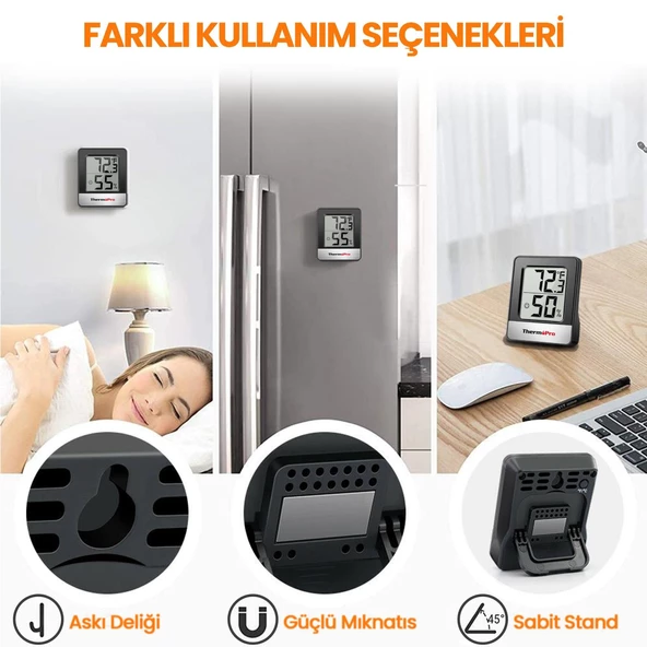 ThermoPro TP49B Mini Iç Mekan Dijital Sıcaklık ve Nem Ölçer Termometre 3 Adet - 5