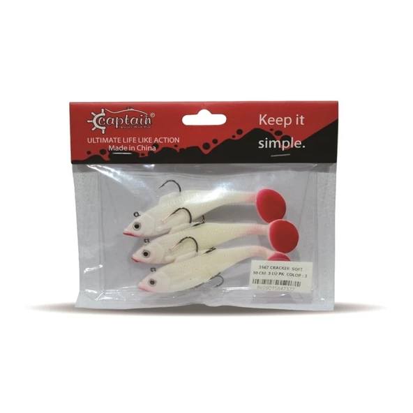 Captain 3567 Cracker Soft 10 CM 3' lü Paket Sahte Silikon Yem  04 - Resim 3