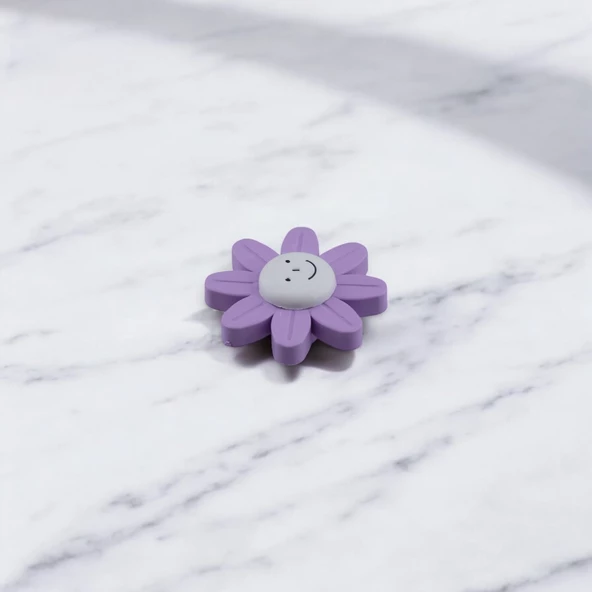 Mobilya Plastik Papatya Kulp Lila Renk Çoçuk Odası Kız Erkek Dolap Kapak Kulpu Çekmece Kulbu 1 ADET - 3