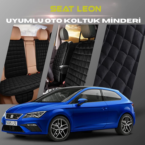 Seat Leon Siyah Renk Tay Tüyü Cepli & Terletmez Sırtlı Oto Koltuk Minder Seti - Koltuk Koruma Kılıfı (ÖN & ARKA TAM SET) ürün görseli 1