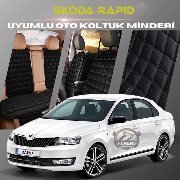 Skoda Rapid Siyah Renk Tay Tüyü Cepli & Terletmez Sırtlı Oto Koltuk Minder Seti - Koltuk Koruma Kılıfı (ÖN & ARKA TAM SET) ürün görseli 1