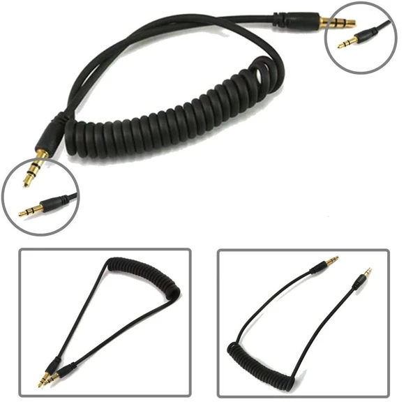 4653 Spiralli Aux 3.5mm Kulaklık Ses Aktarma Kablosu - Resim 2