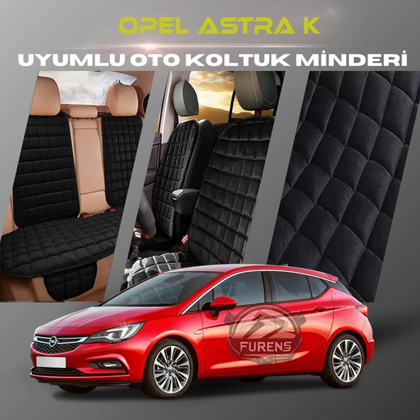 Opel Astra K Siyah Renk Tay Tüyü Cepli & Terletmez Sırtlı Oto Koltuk Minder Seti - Koltuk Koruma Kılıfı (ÖN & ARKA TAM SET) ürün görseli 1