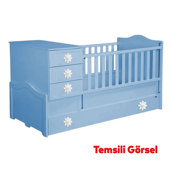 Mobilya Plastik Papatya Gülücüklü Beyaz Renk Çoçuk Odası Dolabı Kapak Kulpu Çekmece Kulbu 5 ADET - Resim 3