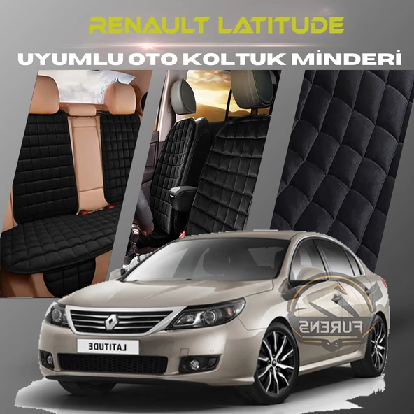 Renault Latitude Siyah Renk Tay Tüyü Cepli & Terletmez Sırtlı Oto Koltuk Minder Seti - Koltuk Koruma Kılıfı (ÖN & ARKA TAM SET) ürün görseli 1
