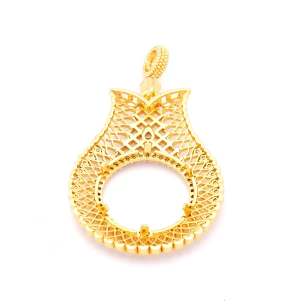 Altın Kaplama Lale Model Çeyrek Çerçeve Kolye Ucu TGR-442 - Resim 4