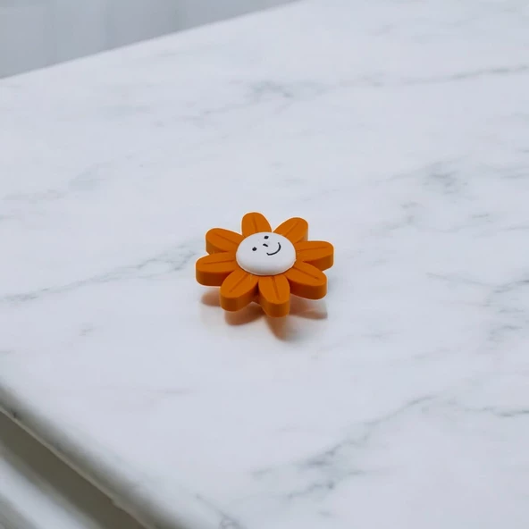 Mobilya Plastik Papatya Kulp Turuncu Çoçuk Odası Kız Erkek Dolap Kapak Kulpu Çekmece Kulbu 5 ADET - Resim 4