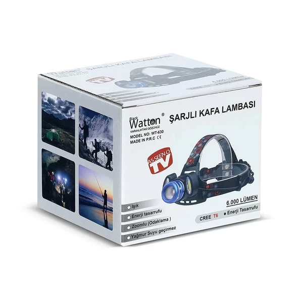 6000 Lümen 3 Başlık Şarjlı Kafa Lambası  Wt-630 - Resim 5