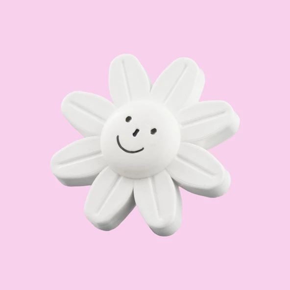 Mobilya Plastik Papatya Gülücüklü Beyaz Renk Çoçuk Odası Dolabı Kapak Kulpu Çekmece Kulbu 5 ADET - Resim 5