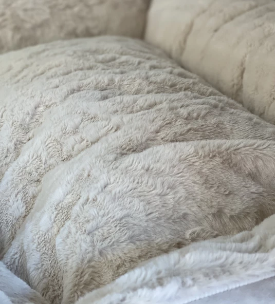 Pawland Tavşan Tüyü Peluş Orta ve Büyük Irk Köpek Yatağı Krem 80x60CM - 2