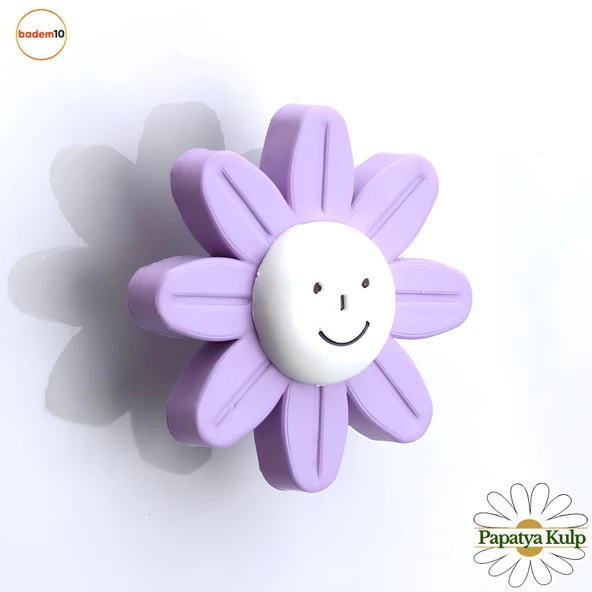 Mobilya Plastik Papatya Kulp Lila Renk Çoçuk Odası Kız Erkek Dolap Kapak Kulpu Çekmece Kulbu 1 ADET - 2