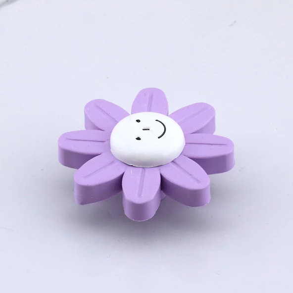 Mobilya Plastik Papatya Kulp Lila Renk Çoçuk Odası Kız Erkek Dolap Kapak Kulpu Çekmece Kulbu 1 ADET - 4