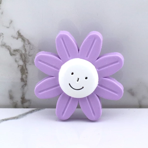 Mobilya Plastik Papatya Kulp Lila Renk Çoçuk Odası Kız Erkek Dolap Kapak Kulpu Çekmece Kulbu 1 ADET - 6