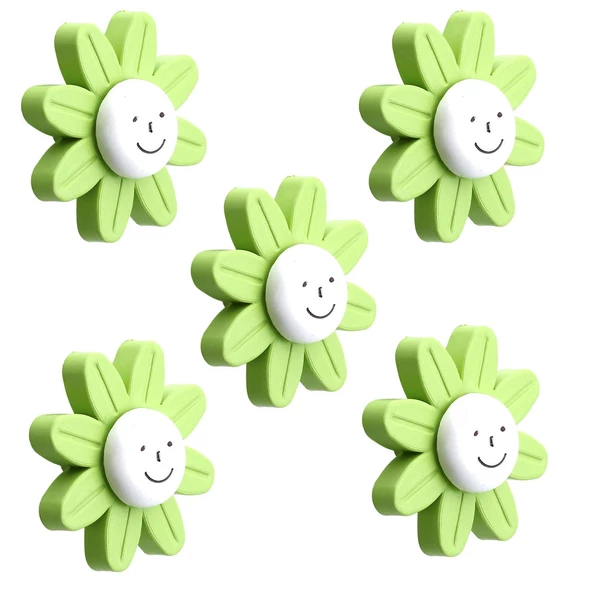 Mobilya Kulp Plastik Papatya Yeşil Renk Çoçuk Odası Kız Erkek Dolap Kapak Kulpu Çekmece Kulbu 5 ADET ürün görseli