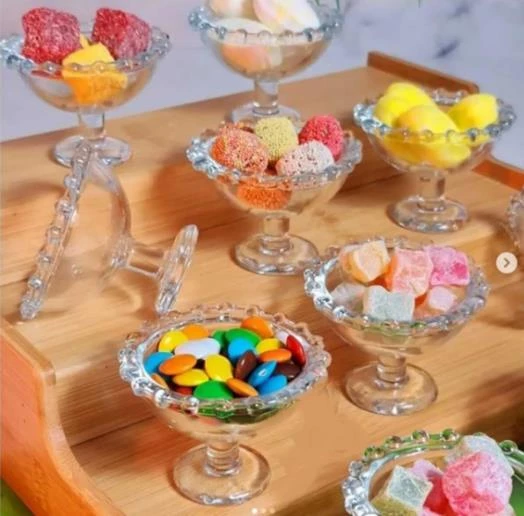 Rayan Petra 6lı Boncuklu Ayaklı Sunumluk Cam Lokumluk