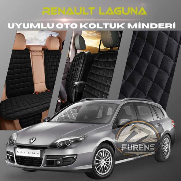 Renault Laguna 3 Siyah Renk Tay Tüyü Cepli & Terletmez Sırtlı Oto Koltuk Minder Seti - Koltuk Koruma Kılıfı (ÖN & ARKA TAM SET) ürün görseli 1