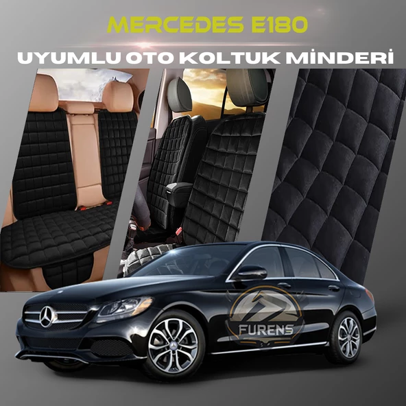 Mercedes E180 Siyah Renk Tay Tüyü Cepli & Terletmez Sırtlı Oto Koltuk Minder Seti - Koltuk Koruma Kılıfı (ÖN & ARKA TAM SET) ürün görseli 1