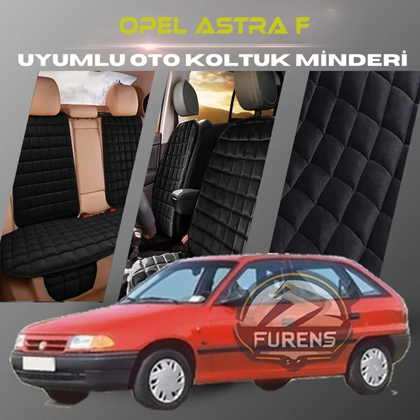 Opel Astra F Siyah Renk Tay Tüyü Cepli & Terletmez Sırtlı Oto Koltuk Minder Seti - Koltuk Koruma Kılıfı (ÖN & ARKA TAM SET) - 1