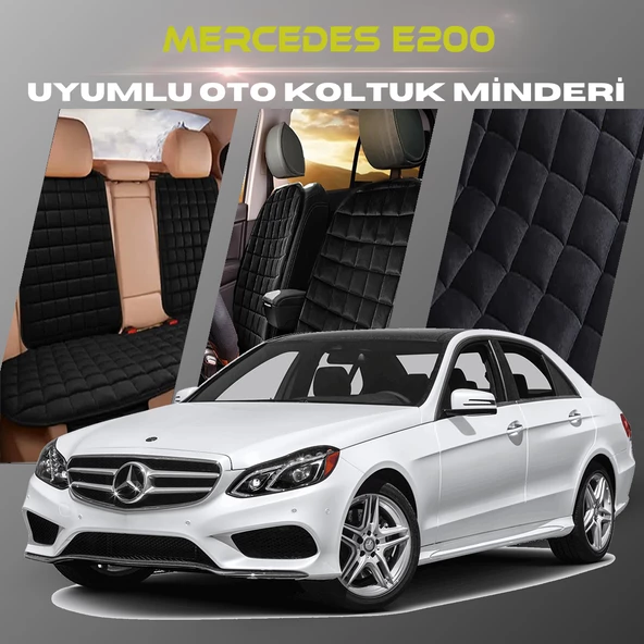 Mercedes E200 Siyah Renk Tay Tüyü Cepli & Terletmez Sırtlı Oto Koltuk Minder Seti - Koltuk Koruma Kılıfı (ÖN & ARKA TAM SET) ürün görseli 1