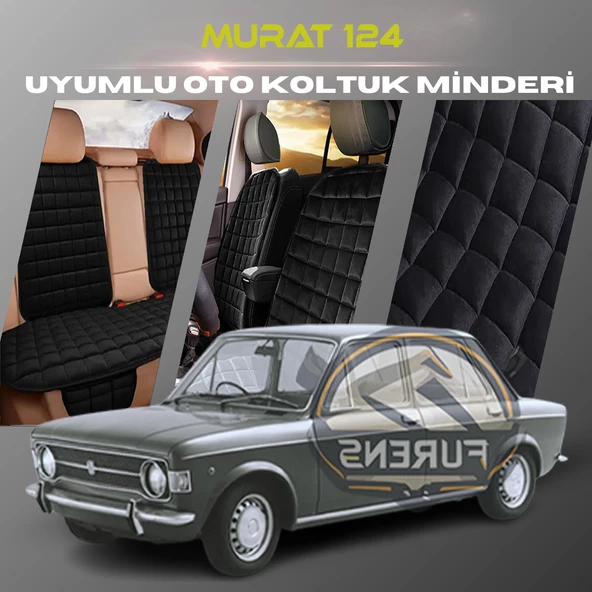 Murat 124 Siyah Renk Tay Tüyü Cepli & Terletmez Sırtlı Oto Koltuk Minder Seti - Koltuk Koruma Kılıfı (ÖN & ARKA TAM SET) ürün görseli 1